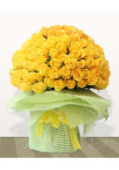 150 Bright Yellow Roses Bouquet