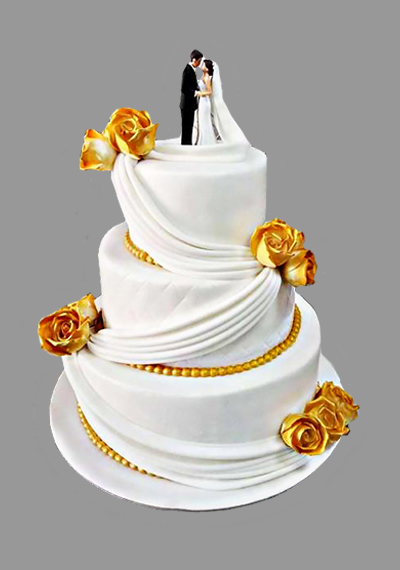 3 Layer Wedding Statuette Brunette Cake