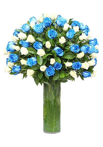 Luxury Blue and White Roses Bouquet