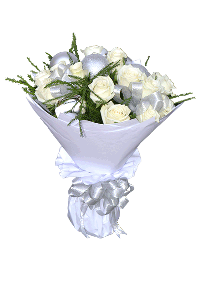 White Roses Christmas Bouquet