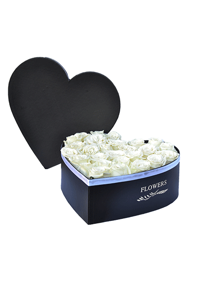 White Roses In Heart Box