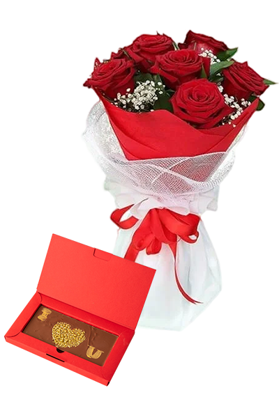 Valentine love combo includes 7 roses
