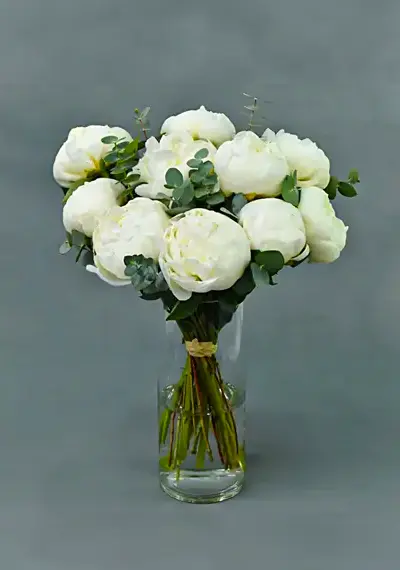 Peony Flower Bouquet with Vase