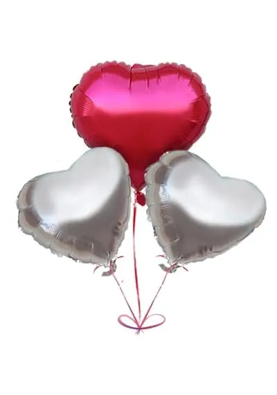 Silver Red Heart Balloon Pack