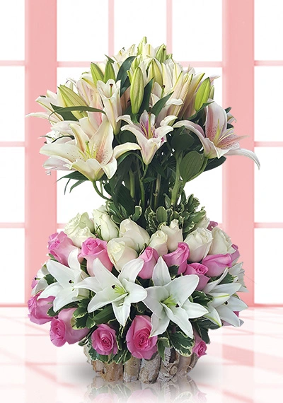 White And Pink Garden Flower Bouquet