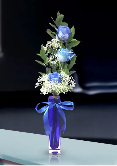 3 Royal Blue Roses Bouquet