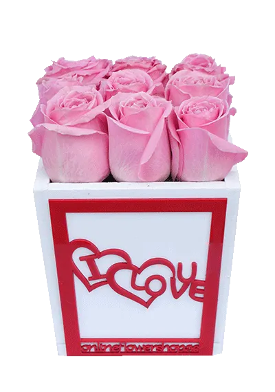 I Love - Pink Roses Box