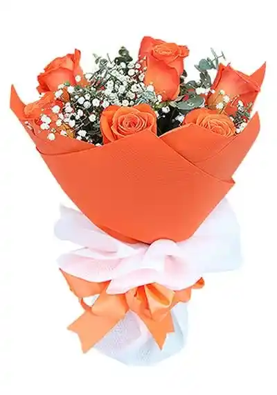 7 Lovely Kisses - Orange Roses Bouquet