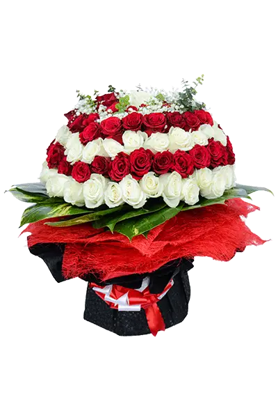 Red and White Roses Love Bouquet